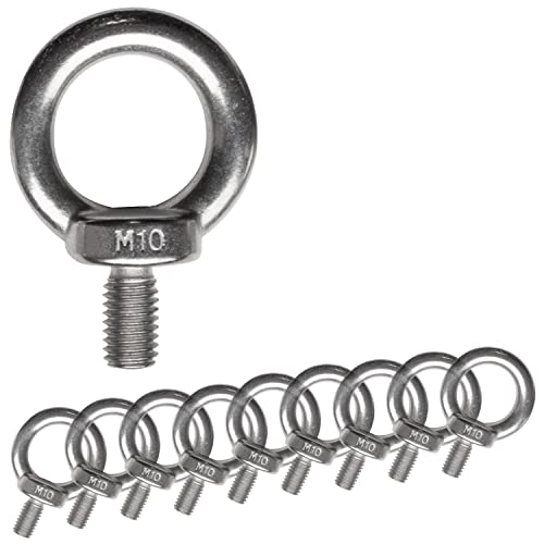 10x Edelstahl M10x17mm Ringschraube V2A 304 Ösenschraube Traglast 600 kg - Augbolzen Augenschraube geschlossen Heberingschraube Augschraube Schraubösen Ringbolzen Ösenbolze Eye bolt Ähnlich-DIN580 von Hummelladen