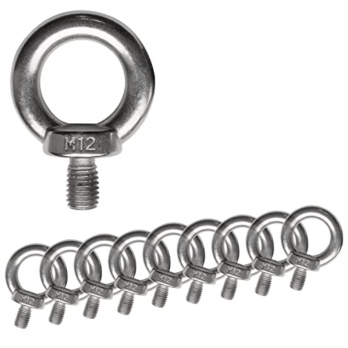 10x Edelstahl M12x20mm Ringschraube V2A 304 Ösenschraube Traglast 1000 kg - Augbolzen Augenschraube geschlossen Heberingschraube Augschraube Schraubösen Ringbolzen Ösenbolze Eye bolt Ähnlich-DIN580 von Hummelladen