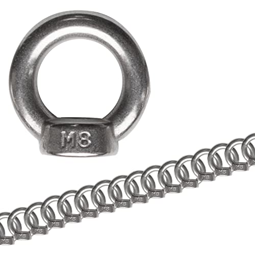 20x Edelstahl M8 Ringmutter V2A 304 - Ösenmutter Augenmutter Ringösen - Traglast 350 kg Hebegeräte Hebezubehör Heberingmutter Hebering Loch für Kabelseil Eye nut Ähnlich-DIN582 von Hummelladen