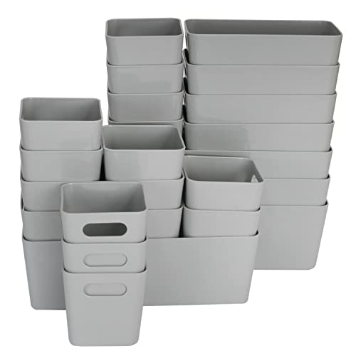 22 Teile Organizer Set - 10 cm hoch - in 3 Größen - grau - Schubladeneinsatz - passend für Schubladen bis 90x40cm von Hummelladen