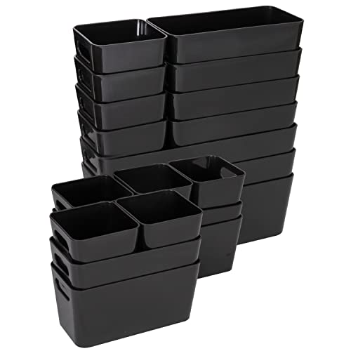 22 Teile Organizer Set - 10 cm hoch - in 3 Größen - schwarz - Schubladeneinsatz - passend für Schubladen bis 90x40cm von Hummelladen