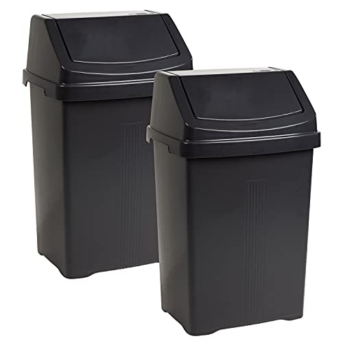 2x Mülleimer mit Schwingdeckel Anthrazit 50 Liter - Mülltrennung Abfalleimer Deckel Abfallbehälter Papiertonne Papierkorb Müllkorb Recycling Abfallsammler Schwingeimer Haushalt Büro Schwingeimer 2x Mülleimer mit Schwingdeckel Anthrazit 50 Liter - Mülltrennung Abfalleimer Deckel Abfallbehälter Papiertonne Papierkorb Müllkorb Recycling Abfallsammler Schwingeimer Haushalt Büro Schwingeimer von Hummelladen