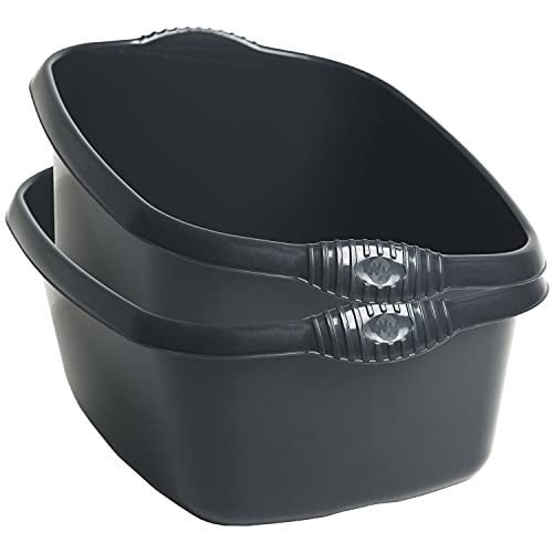 2x Schüssel Set anthrazit - 12 Liter - 39x32 cm - rechteckig - Waschschüssel Spülschüssel Wasserschüssel Lebensmittelecht Kunststoff Spüle Haushaltsschüssel Universal Küchenschüssel Pflege nestbar von Hummelladen