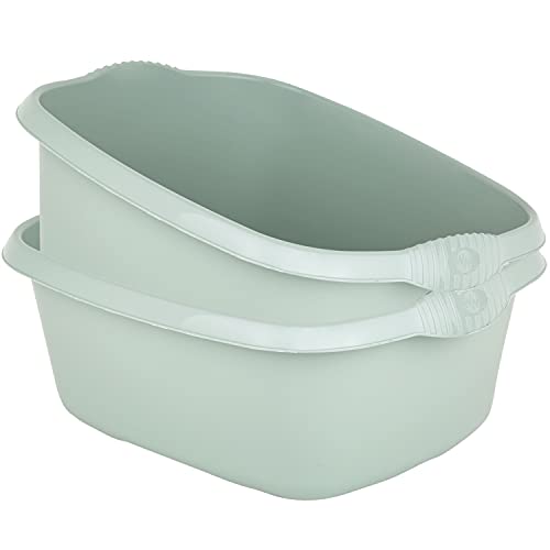 2x Schüssel Set grün - 12 Liter - 39x32 cm - rechteckig - Waschschüssel Spülschüssel Wasserschüssel Lebensmittelecht Kunststoff Spüle Haushaltsschüssel Universal Küchenschüssel Pflege nestbar von Hummelladen