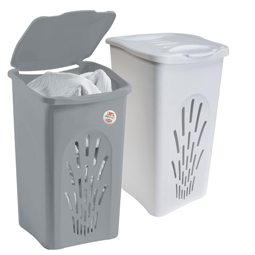 2x Wäschekorb 50 Liter groß mit Deckel - grau und weiss Wäschesammler mit Löcher 39x37x55cm Wäschebox Wäschesortierer Haushaltskorb Korb Haushalt Kunststoff Wäschetruhe Wäschetonne Wäschesack 2x Wäschekorb 50 Liter groß mit Deckel - grau und weiss Wäschesammler mit Löcher 39x37x55cm Wäschebox Wäschesortierer Haushaltskorb Korb Haushalt Kunststoff Wäschetruhe Wäschetonne Wäschesack von Hummelladen