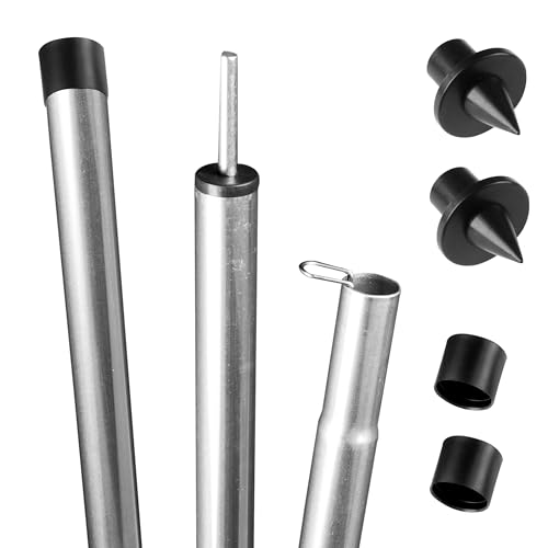 3X Stahl Zeltstange - mit Spitze - Teleskopstange 140-200 cm - Aufstellstange | Tarpstange - Sonnensegel von Hummelladen