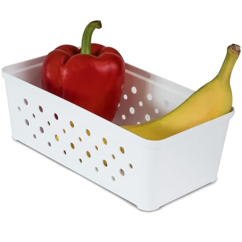3x Ordnungsbox WEIß - 21x11x7cm - 1,5 Liter - Kühlschrankorganizer Ordnungskorb Aufbewahrungsbox Fridge Organizer Kühlschrankbox BPA-frei Speisekammer Bad Vorratsschrank Küchenschrank Box von Hummelladen