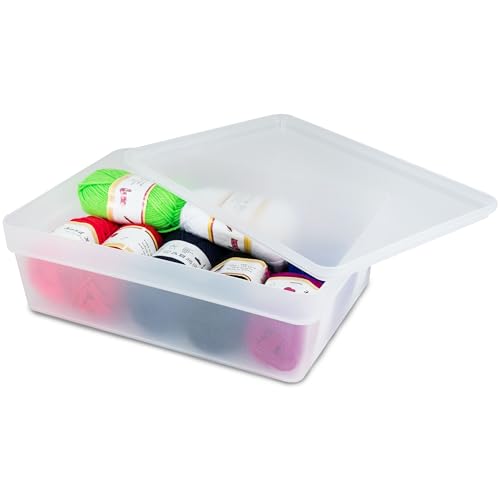 3x Ordnungsbox mit Deckel - stapelbar - milchig-transparent - DINA4-Format 36,5x26x12 cm - 11 Liter - Ordnungskorb Schubladenorganizer Organizerbox Ordnungssystem Kunststoff Aufbewahrung Schrank Bad von Hummelladen