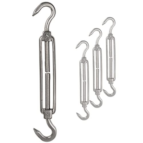 4x Edelstahl Spannschloss Spannschraube Ø 5mm - M5 - beidseitigen Haken - V2A - Seilspanner Segelspanner für Drahtseil - 11-17cm lang Wantenspanner Bruchlast 130kg von Hummelladen