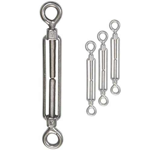 4x Edelstahl Spannschloss Spannschraube Ø 5mm - M5 - beidseitigen Ösen - V2A - Seilspanner Segelspanner für Drahtseil - 11-17cm lang Wantenspanner Bruchlast 650kg von Hummelladen