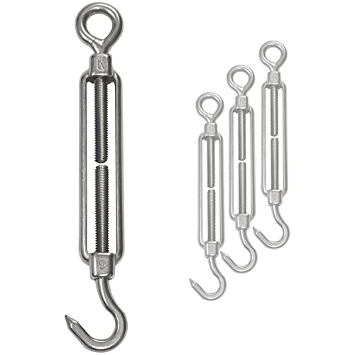 4x Edelstahl Spannschloss Spannschraube Ø 6mm - M6 - Öse+Haken - V2A - Seilspanner Segelspanner für Drahtseil - 14-21cm lang Wantenspanner Bruchlast 350kg von Hummelladen