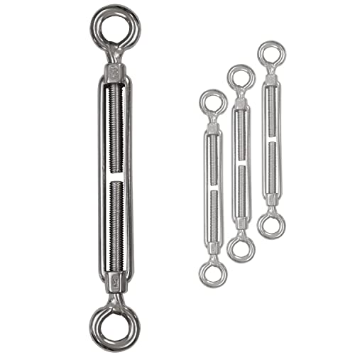 4x Edelstahl Spannschloss Spannschraube Ø 8mm - M8 - beidseitig Öse - V2A - Seilspanner Segelspanner für Drahtseil - 18-27cm lang Wantenspanner Bruchlast 2000kg von Hummelladen