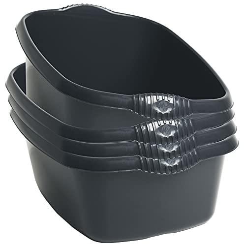 4x Schüssel Set anthrazit - 12 Liter - 39x32 cm - rechteckig - Waschschüssel Spülschüssel Wasserschüssel Lebensmittelecht Kunststoff Spüle Haushaltsschüssel Universal Küchenschüssel Pflege nestbar von Hummelladen