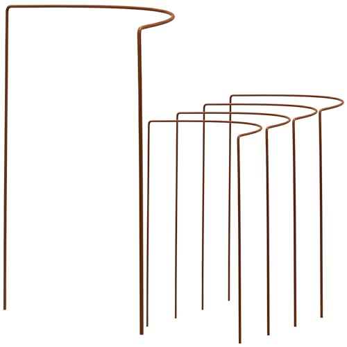 50 STÜCK Pflanzenstütze Staudenstütze halbrund Edelrost - Ø38cm - 70 cm hoch aus 5mm unbehandeltem Stahldraht - Rost Roheisen Buschstütze Staudenstütze Pflanzbogen Staudenhalter Rankhilfe Pflanzenring von Hummelladen