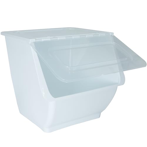 6 Stück Stapelbarer Müllsortierer 36 Liter Weiss Wäschesortierer Aufbewahrungsbox mit transparentem Frontdeckel Faltbarer Deckel Stapelkiste von Hummelladen