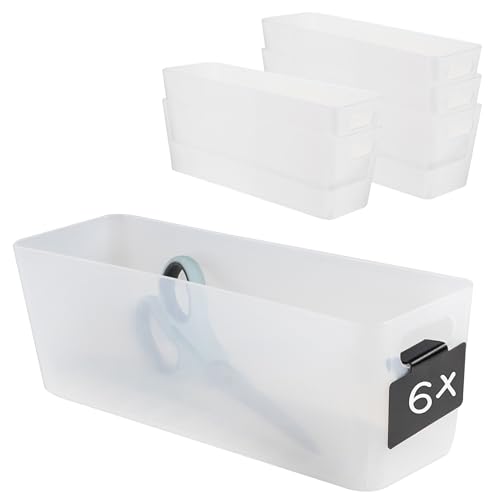 6x Ordnungsbox 10 cm hoch - milchig-transparent 30x10x10cm 2 Liter - mit Beschriftungsclip Ordnungskorb Schublade Organizerbox Ordnungssystem Kunststoff Aufbewahrung Korb Schrank Schreibtisch Kiste 6x Ordnungsbox 10 cm hoch - milchig-transparent 30x10x10cm 2 Liter - mit Beschriftungsclip Ordnungskorb Schublade Organizerbox Ordnungssystem Kunststoff Aufbewahrung Korb Schrank Schreibtisch Kiste von Hummelladen