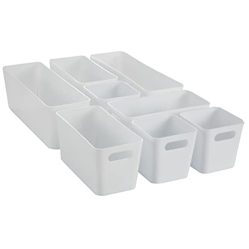 8 Teile Organizer Set - 10 cm hoch - weiß - Boxen in 3 Größen - Schubladeneinsatz - passend für Schubladen von 30 x 50 cm 8 Teile Organizer Set - 10 cm hoch - weiß - Boxen in 3 Größen - Schubladeneinsatz - passend für Schubladen von 30 x 50 cm von Hummelladen