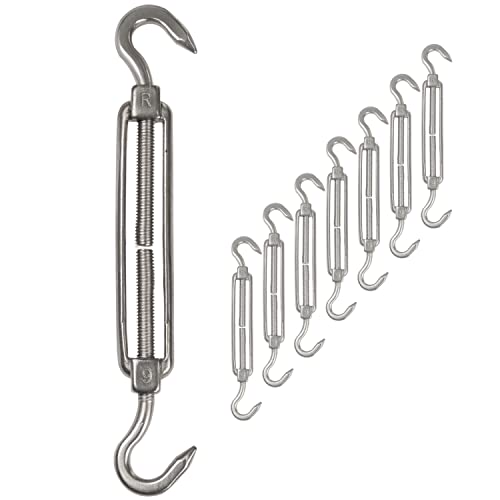 8 x Edelstahl Spannschloss Spannschraube Ø 6mm - M6 - beidseitigem Haken - V2A - Seilspanner Segelspanner für Drahtseil - 14-21cm lang Wantenspanner Bruchlast 350kg von Hummelladen