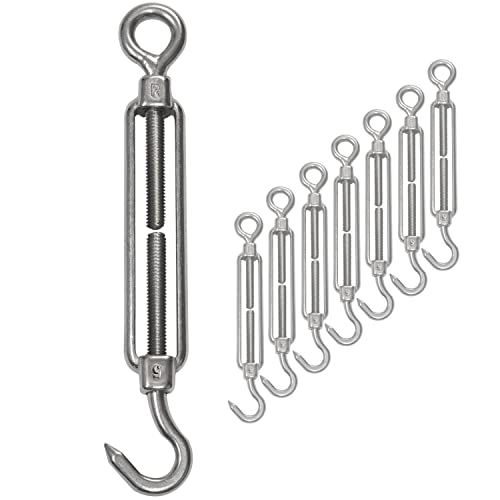 8x Edelstahl Spannschloss Spannschraube Ø 5mm - M5 - Haken+Öse - V2A - Seilspanner Segelspanner für Drahtseil - 11-17cm lang Wantenspanner Bruchlast 130kg von Hummelladen
