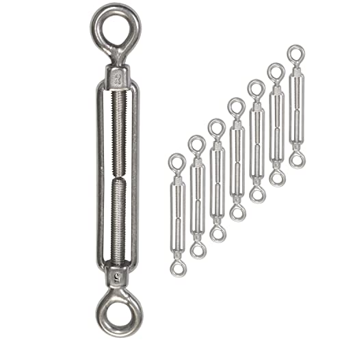 8x Edelstahl Spannschloss Spannschraube Ø 5mm - M5 - beidseitigen Ösen - V2A - Seilspanner Segelspanner für Drahtseil - 11-17cm lang Wantenspanner Bruchlast 650kg von Hummelladen