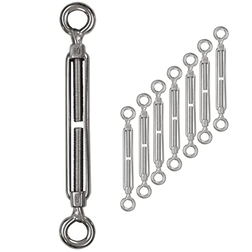 8x Edelstahl Spannschloss Spannschraube Ø 10mm - M10 - beidseitig Öse - V2A - Seilspanner Segelspanner für Drahtseil - 22-34 cm lang Wantenspanner Bruchlast 2800kg von Hummelladen