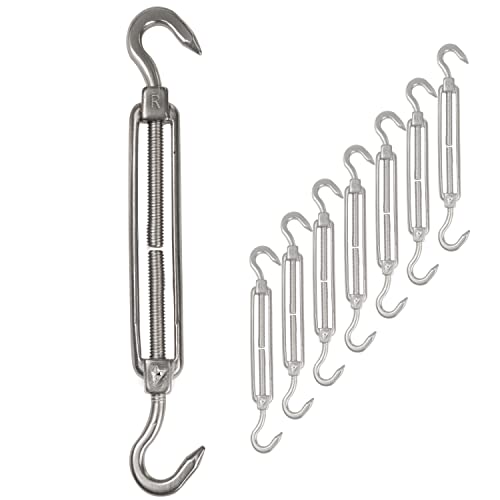 8x Edelstahl Spannschloss Spannschraube Ø 4mm - M4 - beidseitigen Haken - V2A - Seilspanner Segelspanner für Drahtseil - 10-14cm lang Wantenspanner Bruchlast 100 kg von Hummelladen