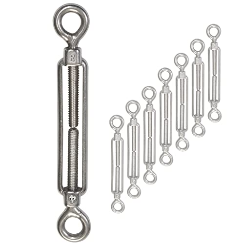 8x Edelstahl Spannschloss Spannschraube Ø 4mm - M4 - beidseitigen Ösen - V2A - Seilspanner Segelspanner für Drahtseil - 10-14cm lang Wantenspanner Bruchlast 450 kg von Hummelladen