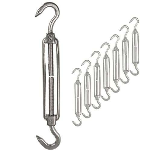 8x Edelstahl Spannschloss Spannschraube Ø 5mm - M5 - beidseitigen Haken - V2A - Seilspanner Segelspanner für Drahtseil - 11-17cm lang Wantenspanner Bruchlast 130kg von Hummelladen