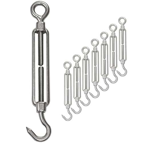 8x Edelstahl Spannschloss Spannschraube Ø 6mm - M6 - Öse+Haken - V2A - Seilspanner Segelspanner für Drahtseil - 14-21cm lang Wantenspanner Bruchlast 350kg von Hummelladen