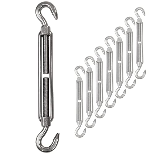 8x Edelstahl Spannschloss Spannschraube Ø 8mm - M8 - beidseitigem Haken - V2A - Seilspanner Segelspanner für Drahtseil - 18-27cm lang Wantenspanner Bruchlast 650kg von Hummelladen