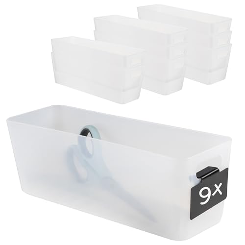 9x Ordnungsbox 10 cm hoch - milchig-transparent 30x10x10cm 2 Liter - mit Beschriftungsclip Ordnungskorb Schublade Organizerbox Ordnungssystem Kunststoff Aufbewahrung Korb Schrank Schreibtisch Kiste 9x Ordnungsbox 10 cm hoch - milchig-transparent 30x10x10cm 2 Liter - mit Beschriftungsclip Ordnungskorb Schublade Organizerbox Ordnungssystem Kunststoff Aufbewahrung Korb Schrank Schreibtisch Kiste von Hummelladen