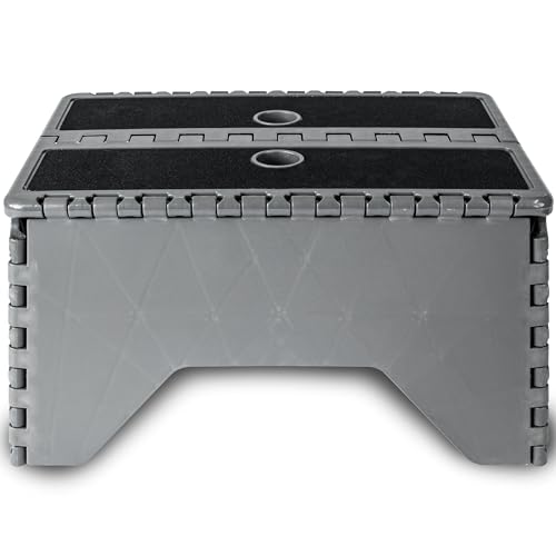 Caravan Trittstufe Klappbare Stufe 45x30x23 cm aus Kunststoff bis zu 150kg belastbar mit Anti-Rutsch-Trittfläche Einstiegshilfe Einzeltritt Faltbar Wohnwagen Wohnmobil Fußbank Tritt von Hummelladen