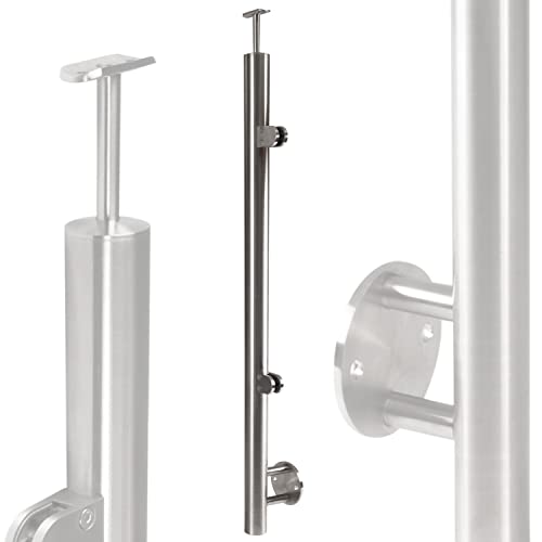 Edelstahl Geländerpfosten Endpfosten rechts mit Glashalter 10mm und Handlauf-Träger - 42,4mm - Wangemontage - V2A seitliche Montage vormontiert Glasgeländer Geländerstützen Pfosten Zaunpfosten aussen Edelstahl Geländerpfosten Endpfosten rechts mit Glashalter 10mm und Handlauf-Träger - 42,4mm - Wangemontage - V2A seitliche Montage vormontiert Glasgeländer Geländerstützen Pfosten Zaunpfosten aussen von Hummelladen