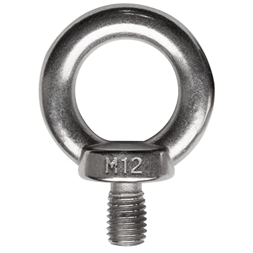 Edelstahl M12x20mm Ringschraube V2A 304 Ösenschraube Traglast 1000 kg - Augbolzen Augenschraube geschlossen Heberingschraube Augschraube Schraubösen Ringbolzen Ösenbolze Eye bolt Ähnlich-DIN580 von Hummelladen