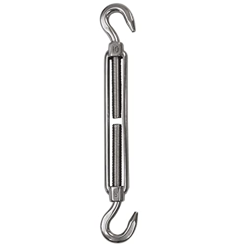 Edelstahl Spannschloss Spannschraube Ø 10mm - M10 - beidseitig Haken - V2A - Seilspanner Segelspanner für Drahtseil - 22-34 cm lang Wantenspanner Bruchlast 800kg von Hummelladen