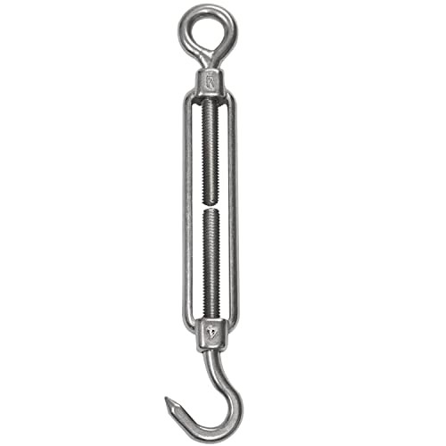 Edelstahl Spannschloss Spannschraube Ø 4mm - M4 - Öse+Haken - V2A - Seilspanner Segelspanner für Drahtseil - 10-14cm lang Wantenspanner Bruchlast 100 kg von Hummelladen
