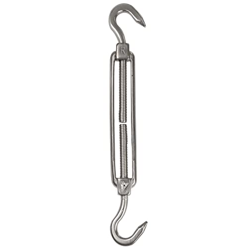 Edelstahl Spannschloss Spannschraube Ø 4mm - M4 - beidseitigen Haken - V2A - Seilspanner Segelspanner für Drahtseil - 10-14cm lang Wantenspanner Bruchlast 100 kg von Hummelladen