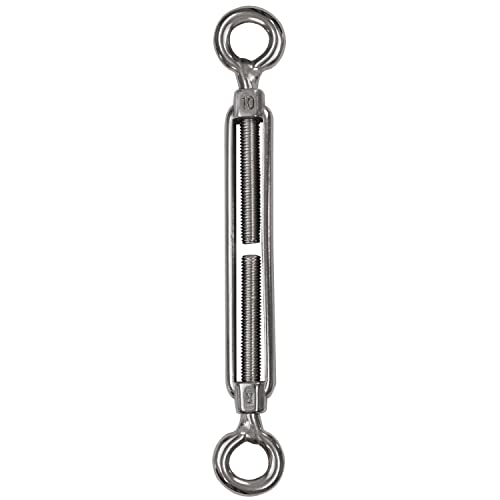 Edelstahl Spannschloss Spannschraube Ø 10mm - M10 - beidseitig Öse - V2A - Seilspanner Segelspanner für Drahtseil - 22-34 cm lang Wantenspanner Bruchlast 2800kg von Hummelladen