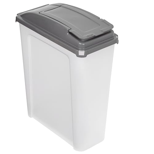 Hummelladen 25 Liter Mülltonne Klar-Grau Recyclingtonne 19x40x50cm mit abnehmbarem Klappdeckel - Schmal Küche Mistkübel Trash Bin Gelber Sack Groß Küchenabfalleimer Papiermülleimer von Hummelladen