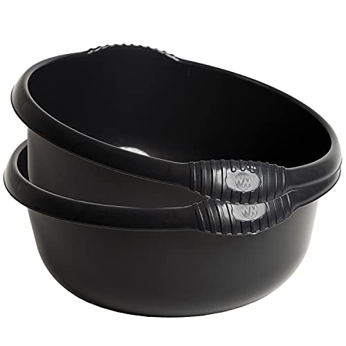 Hummelladen 2x Schüssel Set rund anthrazit - 4,5 Liter - 28 cm - Waschschüssel Spülschüssel Wasserschüssel Lebensmittelecht Kunststoff Spüle Haushaltsschüssel Universal Küchenschüssel Pflege nestbar von Hummelladen