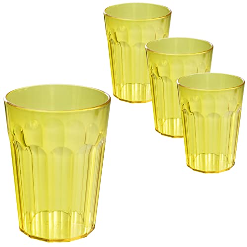 Hummelladen 4 Stück Acryl Trinkglas GELB 450 ml Trinkgläser - für 4 Personen - Camping Glas Set - bruchfest - Kunststoff Party Picknick Kinder Wasserglas von Hummelladen