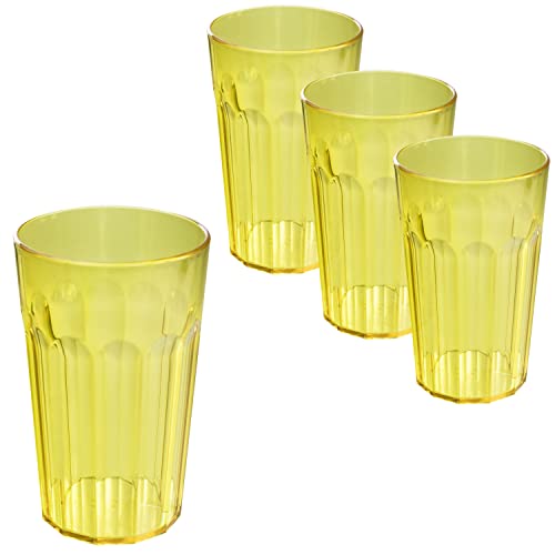 Hummelladen 4 Stück Acryl Trinkglas GELB 630 ml Trinkgläser - für 4 Personen - Camping Glas Set - bruchfest - Kunststoff Party Picknick Kinder Wasserglas von Hummelladen