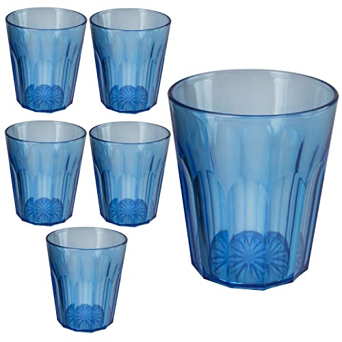 Hummelladen 6 Stück Acryl Trinkglas BLAU - 250 ml Trinkgläser - für 6 Personen - Camping Glas Set - bruchfest - Kunststoff Party Picknick Kinder Wasserglas von Hummelladen