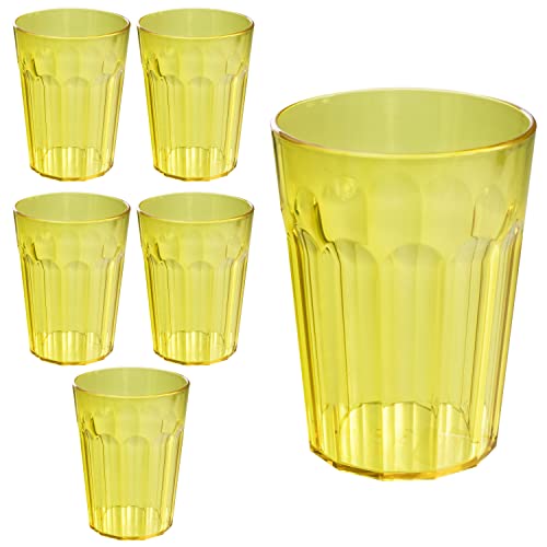 Hummelladen 6 Stück Acryl Trinkglas GELB 450 ml Trinkgläser - für 6 Personen - Camping Glas Set - bruchfest - Kunststoff Party Picknick Kinder Wasserglas von Hummelladen