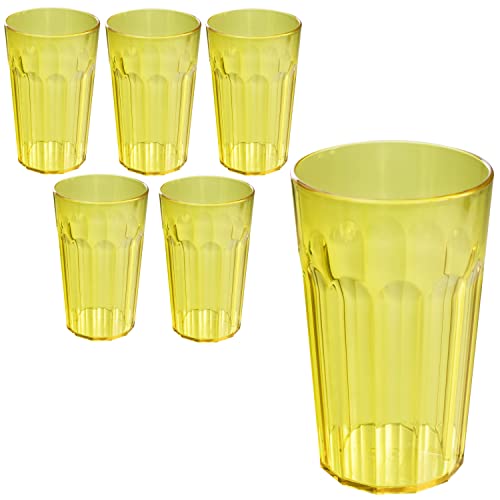 Hummelladen 6 Stück Acryl Trinkglas GELB - 630 ml Trinkgläser - für 6 Personen - Camping Glas Set - bruchfest - Kunststoff Party Picknick Kinder Wasserglas von Hummelladen