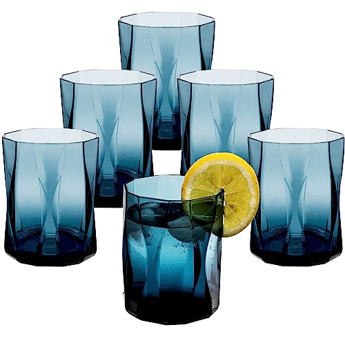 Hummelladen 6x Campingglas aus Acryl 300ml BLAU - Trinkglas Acrylglas Wasserglas Kunststoff Camping Garten Echtglasoptik Picknick Becher Kinder Senioren Longdrink Coktail von Hummelladen