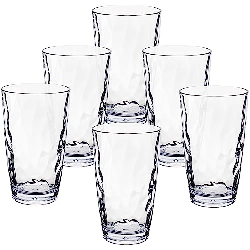 Hummelladen 6x Campingglas aus Acryl 460ml klar - Trinkglas Acrylglas Wasserglas Kunststoff Camping Garten Echtglasoptik Picknick Becher Kinder Senioren Longdrink Coktail von Hummelladen