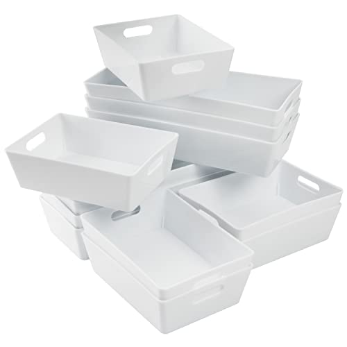 Hummelladen Schminktisch Schubladen Organizer Set - 12 Teile - Ordnungssystem - weiß - 5 cm hoch - Boxen in 2 Größen - Aufbewahrungsbox Box - Schubladeneinsatz 75x38 cm von Hummelladen