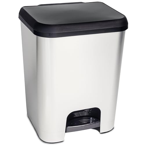 Mülleimer Treteimer 20 Liter eckig 31x28x40cm Metalloptik Kunststoff - Pedal zum Öffnen und Schliessen - Küche Pedaleimer Papierkorb Eimer Abfalleimer Abfallbehälter Mülltonne Müll Mistkübel Mülleimer Treteimer 20 Liter eckig 31x28x40cm Metalloptik Kunststoff - Pedal zum Öffnen und Schliessen - Küche Pedaleimer Papierkorb Eimer Abfalleimer Abfallbehälter Mülltonne Müll Mistkübel von Hummelladen