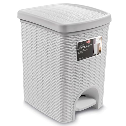 Mülleimer Treteimer 20 Liter mit seperatem Inneneiner eckig 30x27x37cm Rattanoptik Kunststoff - Pedal zum Öffnen und Schliessen - Küche Pedaleimer Papierkorb Eimer Abfalleimer Abfallbehälter Mülltonne von Hummelladen